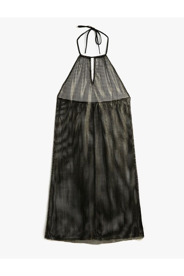 Koton Koton See-through Beach Dress Long Halter Neck Window Detailed