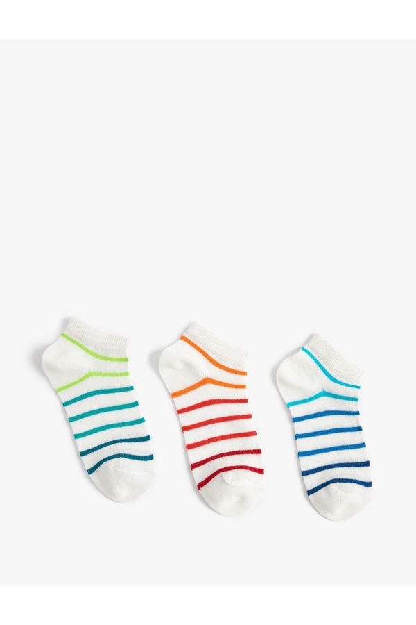 Koton Koton Set of 3 Multicolored Striped Cotton-Mixed Socks