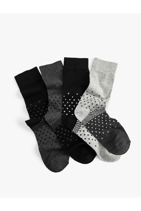 Koton Koton Set of 4 Socks Multicolored Minimal Patterned