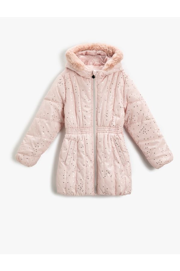 Koton Koton Shimmer Long Down Jacket with Plush Lined.