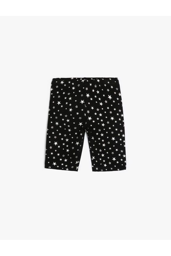 Koton Koton Shiny Short Leggings With Elastic Waist, Star Printed Cotton