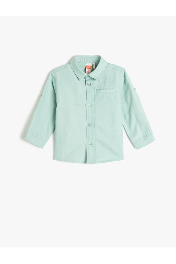 Koton Koton Shirt Cotton Long Sleeve Pocket Detailed