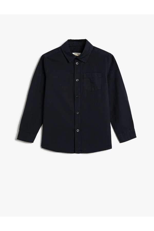 Koton Koton Shirt Long Sleeve Pocket Detailed Classic Collar Cotton