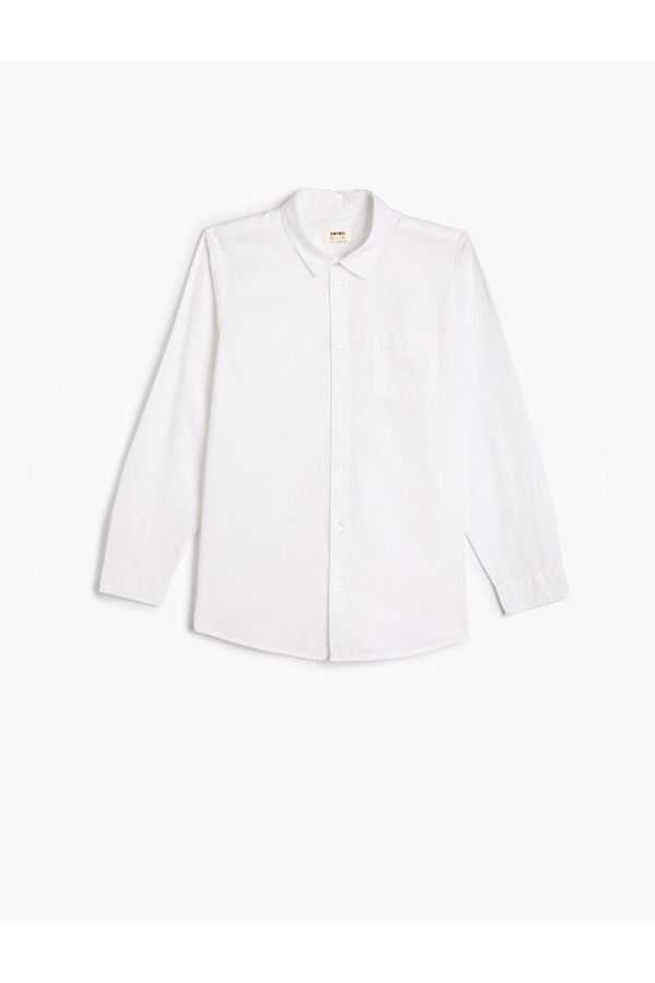 Koton Koton Shirt Pocket Detailed Long Sleeve Cotton Classic Collar