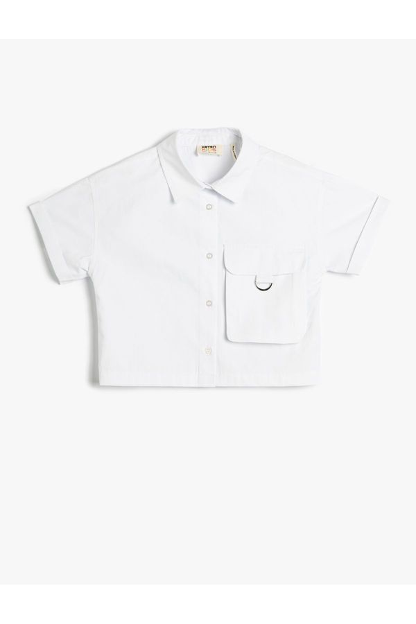 Koton Koton Shirt Short Sleeve Pocket Detailed Cotton