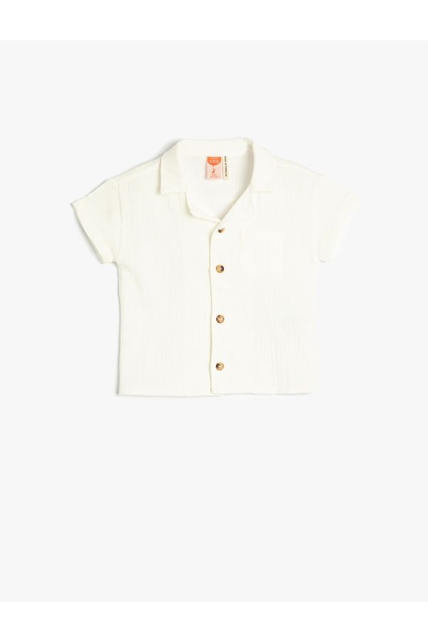 Koton Koton Shirts Made from Muslin Fabric and Cotton Short Sleeve with Pocket Detail.
