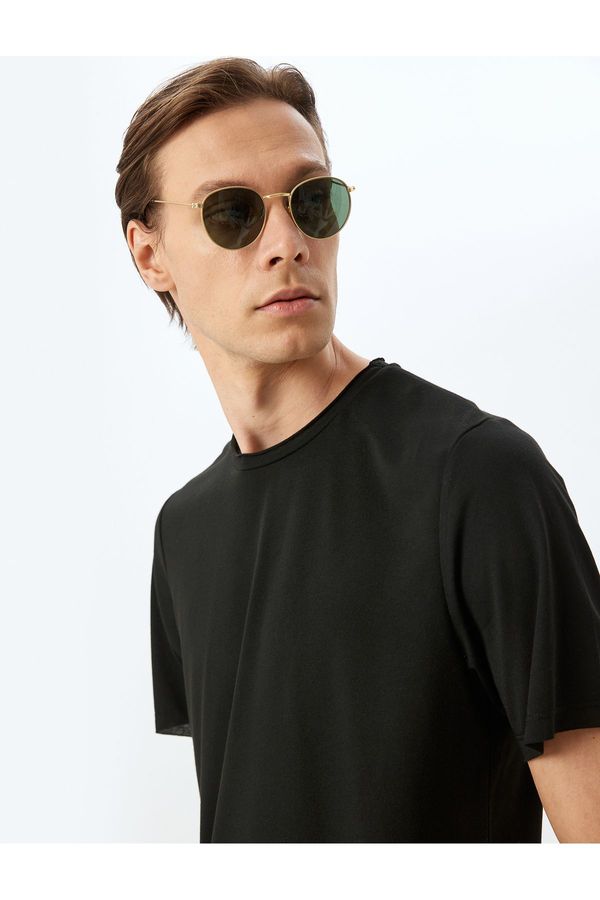 Koton Koton Short Arm Cycling Collar Viscose Blend Basic T-Shirt