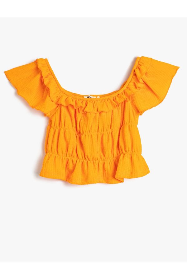 Koton Koton Short Blouse Ballerina Collar Ruffle Short Sleeve