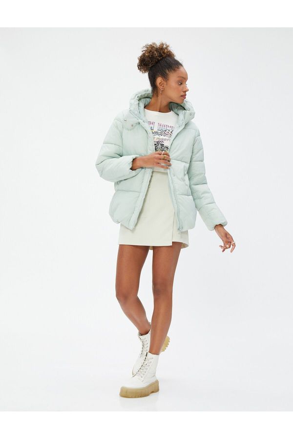 Koton Koton Short Puffer Jacket, Hooded, Pocket Detailed, Zippered