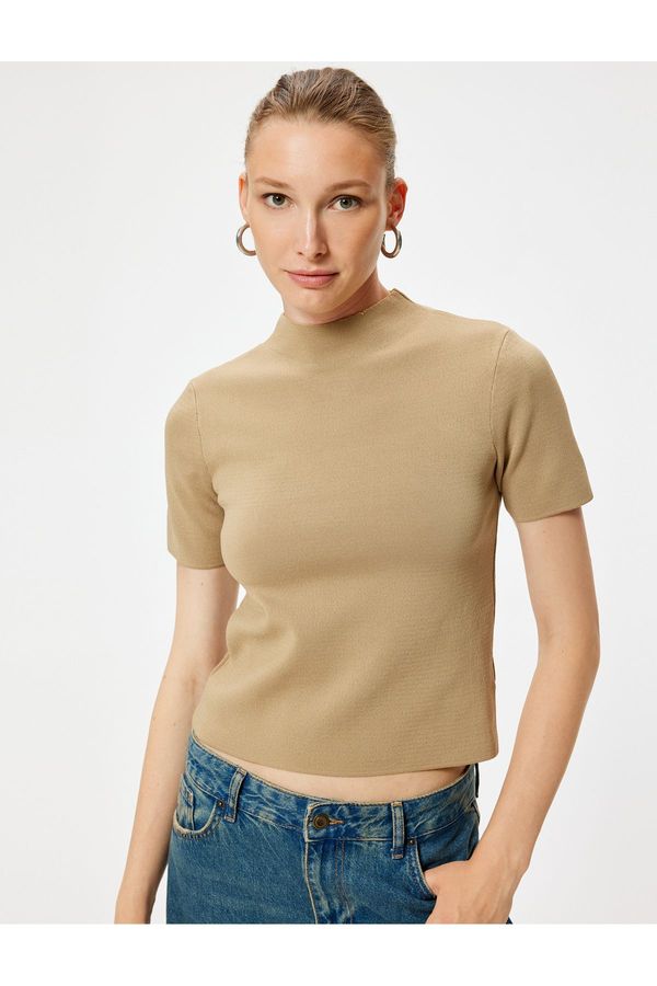 Koton Koton Short Sleeve Basic Knitwear Sweater High Collar