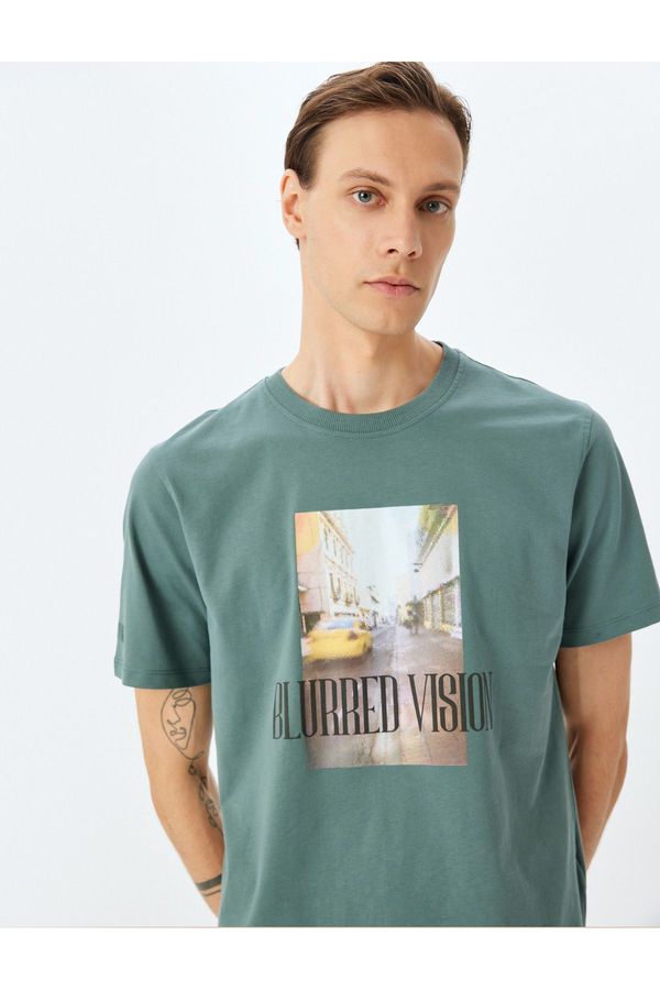 Koton Koton Short Sleeve Crew Neck Cotton Printed T-Shirt