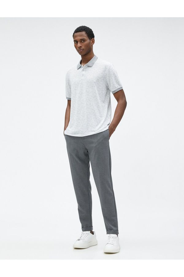 Koton Koton Short Sleeve Polo T-Shirt with a Geometric Print, Slim Fit