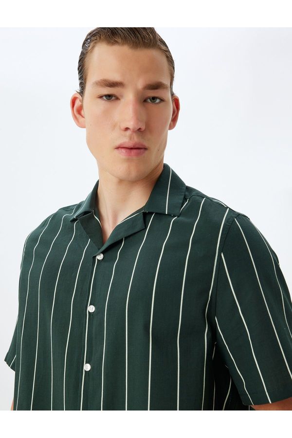 Koton Koton Short Sleeve Shirt Boxy Turn-down Collar Cotton