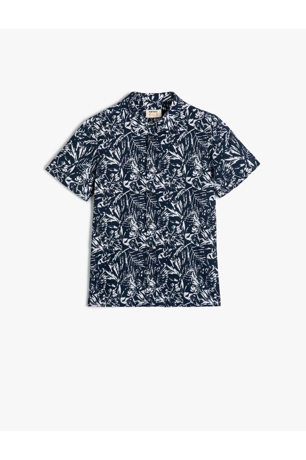 Koton Koton Short Sleeve Shirt Palm Tree Printed Cotton