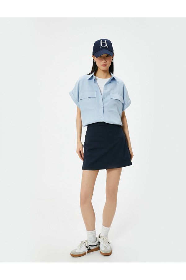 Koton Koton Short Sleeve Shirt Pocketed Buttoned Modal Blended