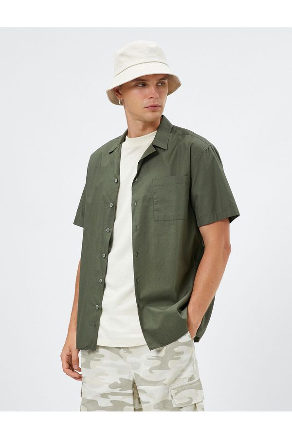 Koton Koton Short Sleeve Shirt Turn-down Collar Pocket Detailed Cotton