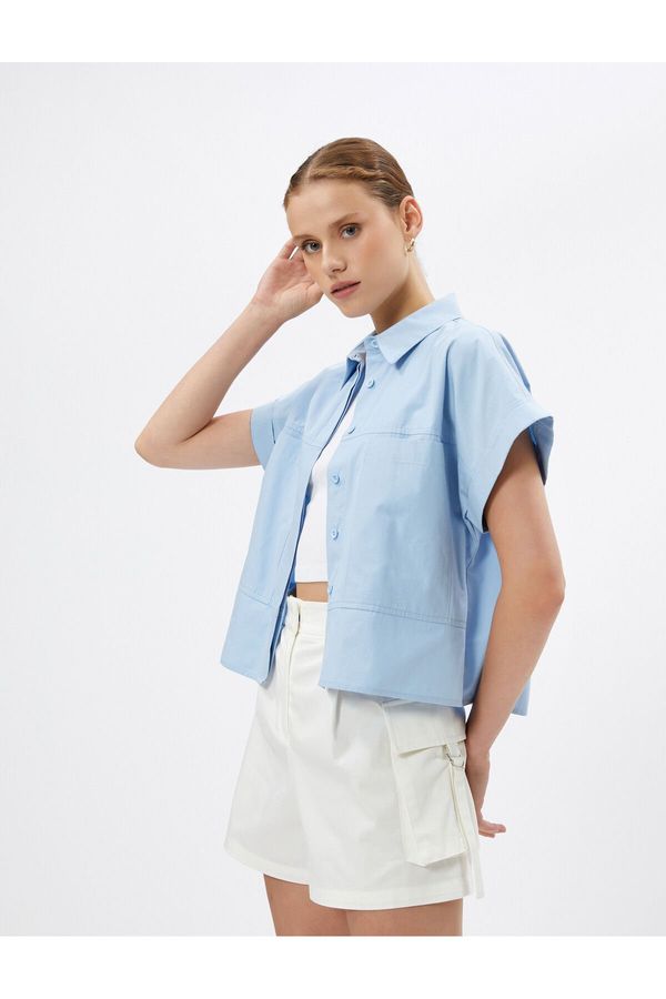 Koton Koton Short Sleeve Shirt with Cargo Pockets and Buttons Cotton