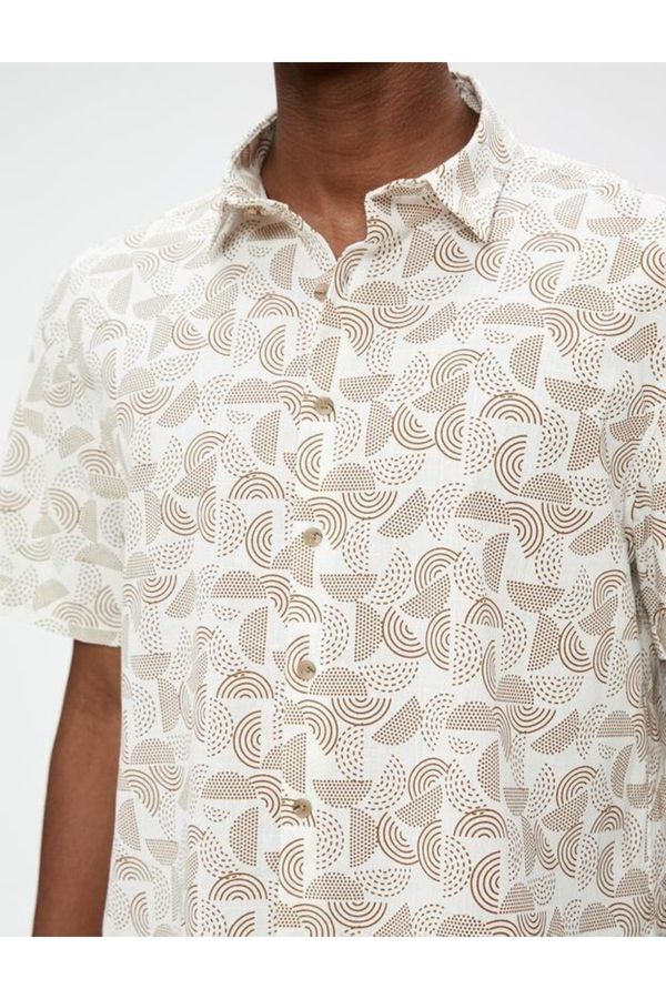 Koton Koton Short Sleeve Shirt with Geometric Print Classic Collar Cotton