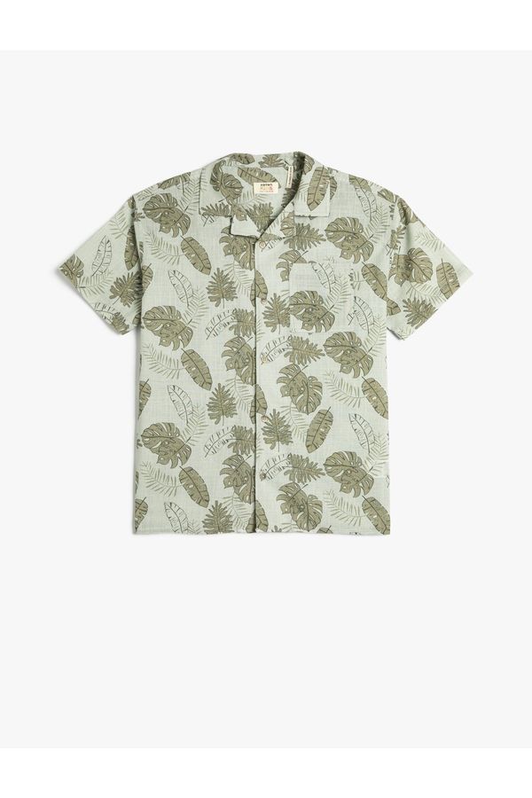 Koton Koton Short-Sleeved Shirt with Floral Print and Cotton with Pocket Detail.