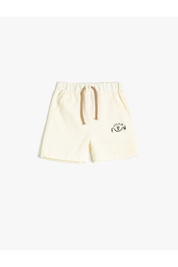 Koton Koton Shorts Linen-Mixed with Tie Waist, Pockets.