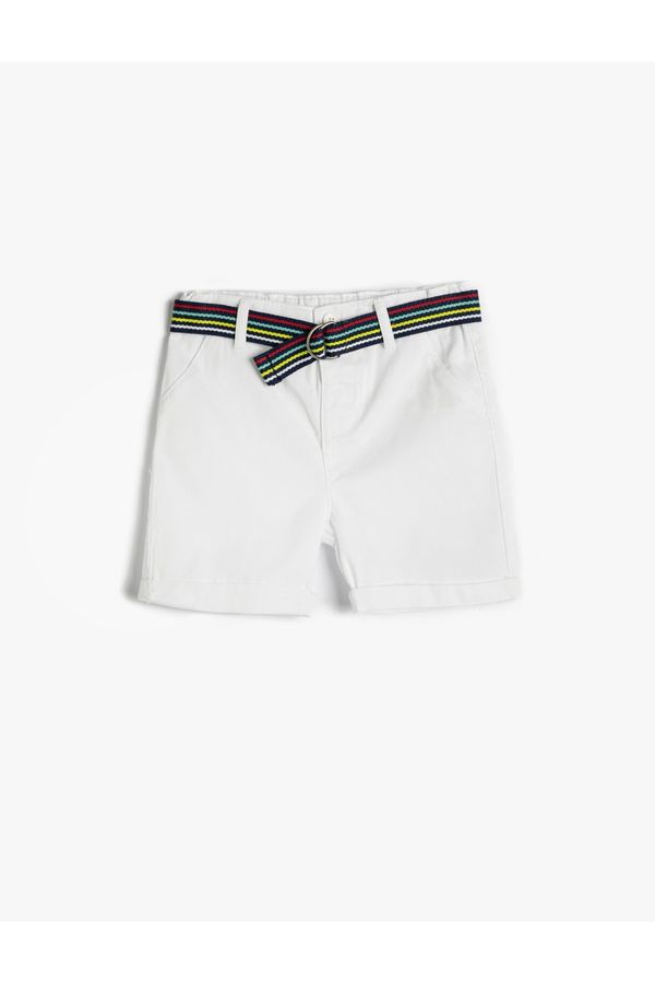 Koton Koton Shorts With Belt Detailed Pockets, Cotton Cotton with Adjustable Elastic Waist.