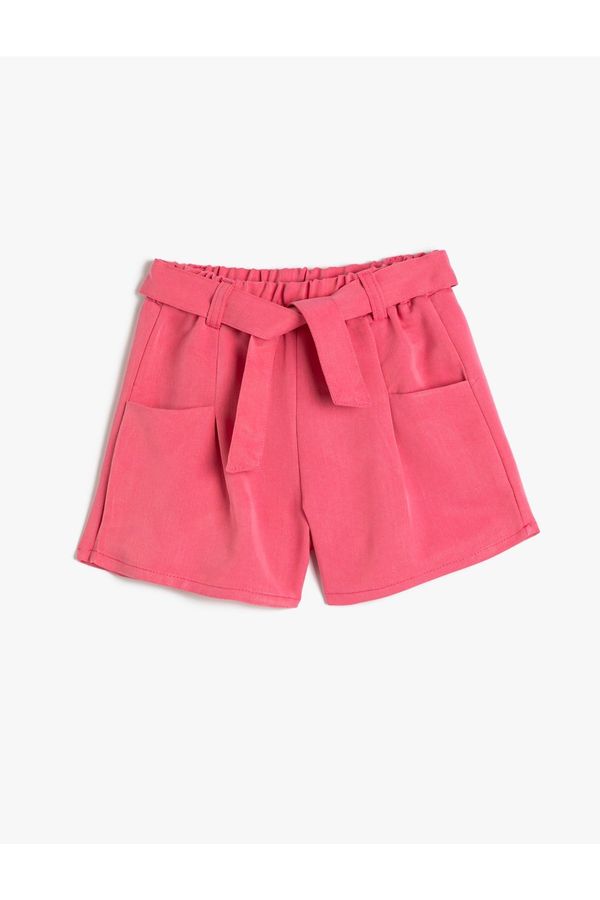 Koton Koton Shorts With Belt Detailed Pockets, Elastic Waist Modal Fabric.