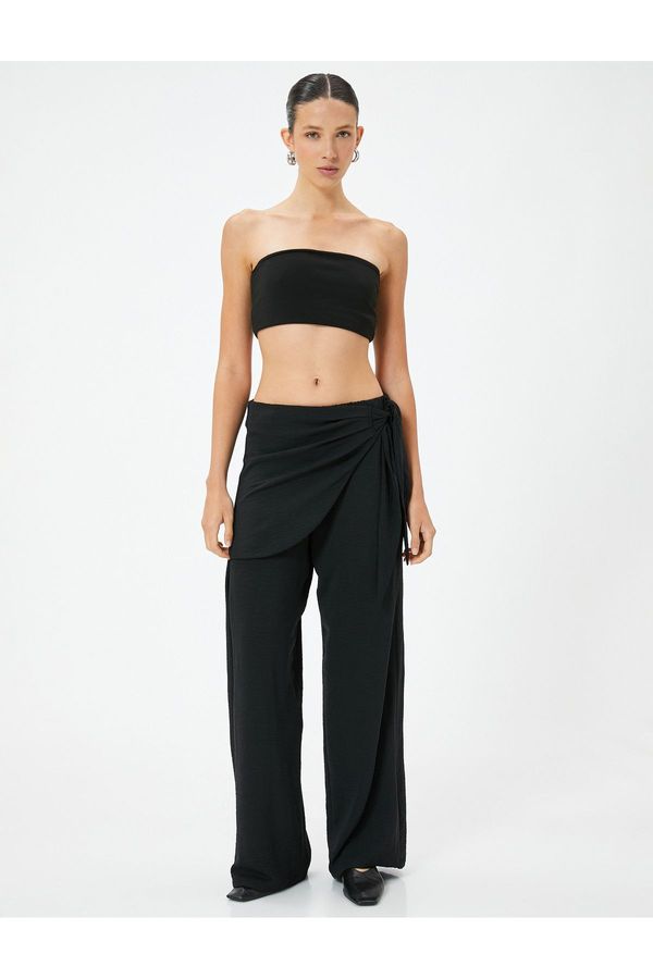 Koton Koton Skirted Trousers, Double Breasted, Wide Leg with Tie Detail