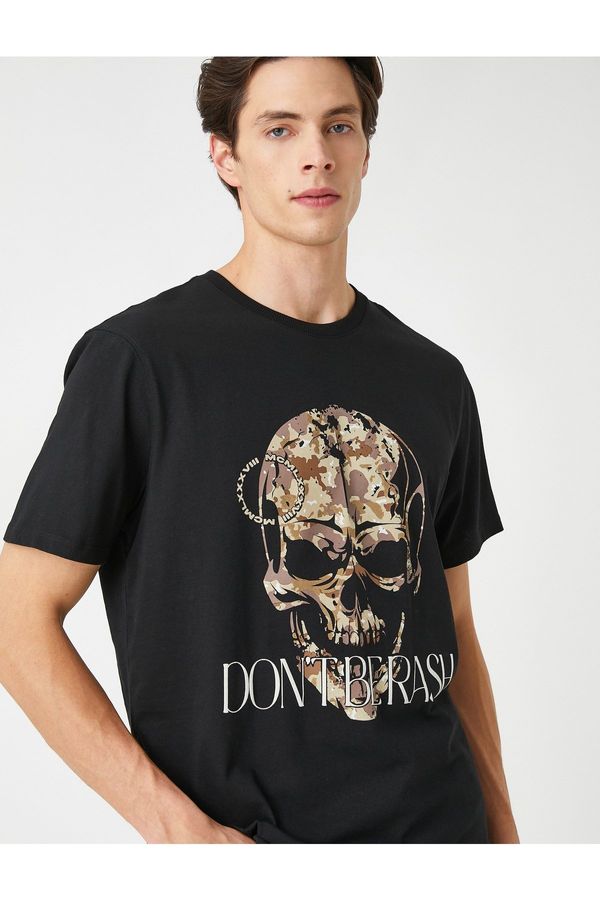 Koton Koton Skull Print T-Shirt, Crew Neck Short Sleeved