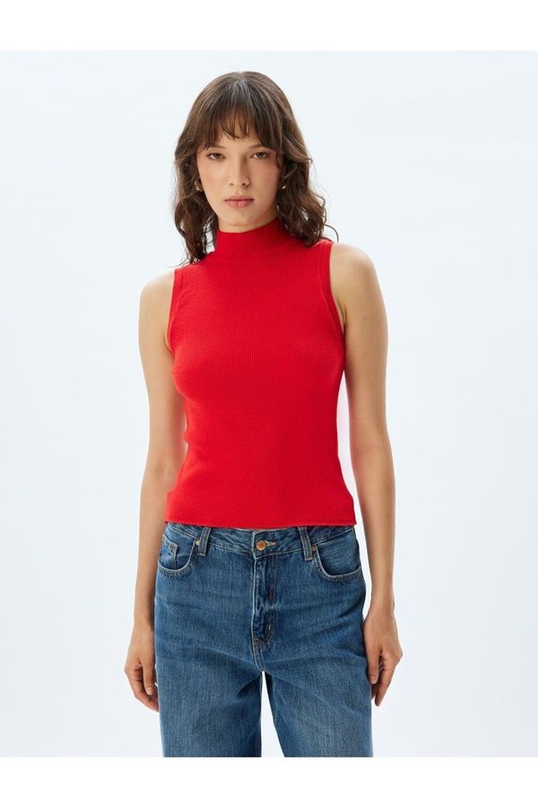 Koton Koton Sleeveless Knitwear Top Stand Collar