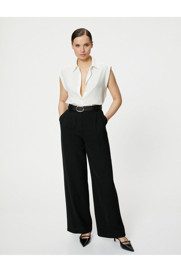 Koton Koton Sleeveless Shirt Buttoned Classic Collar Standard Cut