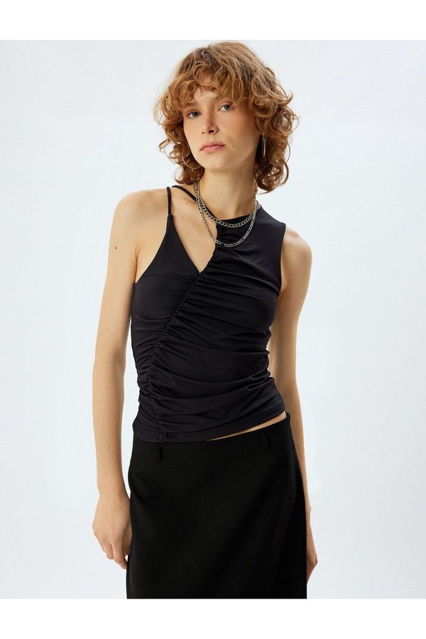 Koton Koton Sleeveless Top Draped Window Detail Slim Fit