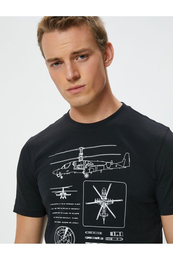 Koton Koton Slim Fit Printed Crew Neck Cotton Short Sleeve T-Shirt