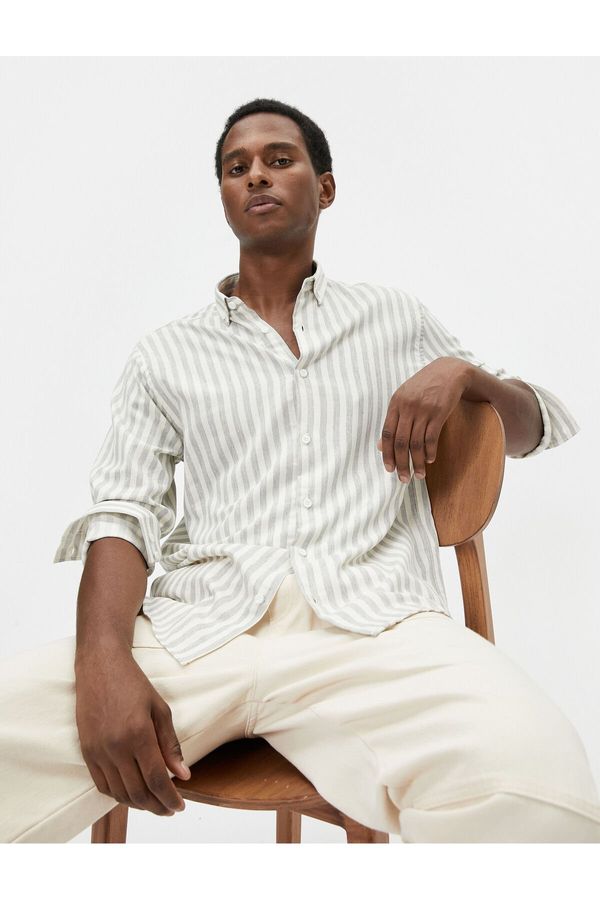 Koton Koton Slim Fit Shirt Classic Collar Buttoned Long Sleeve
