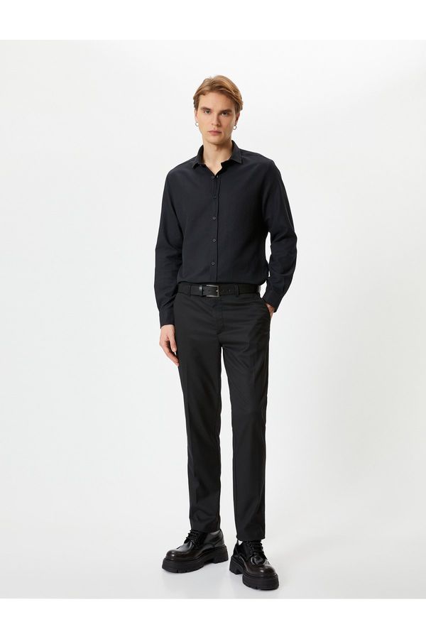 Koton Koton Slim Fit Shirt Half Italian Collar Long Sleeve
