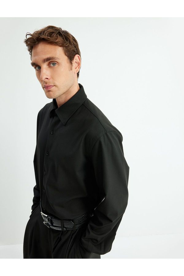 Koton Koton Slim Fit Shirt Long Sleeve Half Italian Collar Cotton