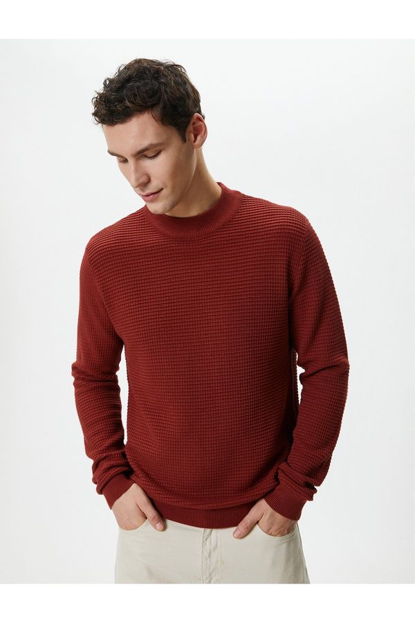 Koton Koton Slim Fit Sweater Knitwear Basic Crew Neck Textured