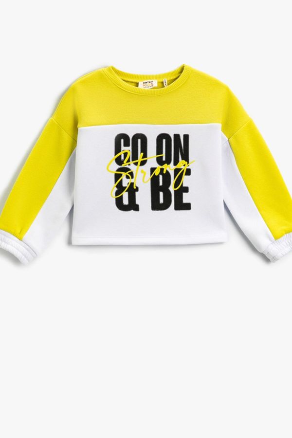 Koton Koton Slogan Printed Color Block Sweatshirt