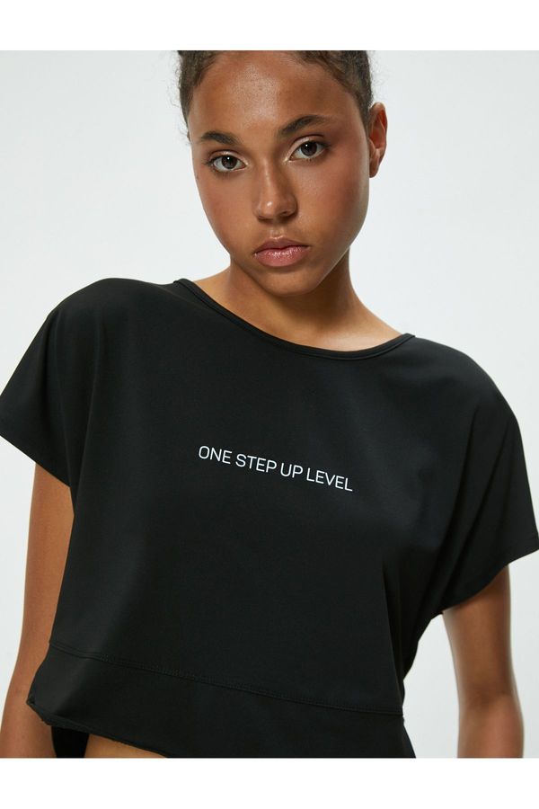 Koton Koton Slogan Printed Crew Neck Crop T-Shirt