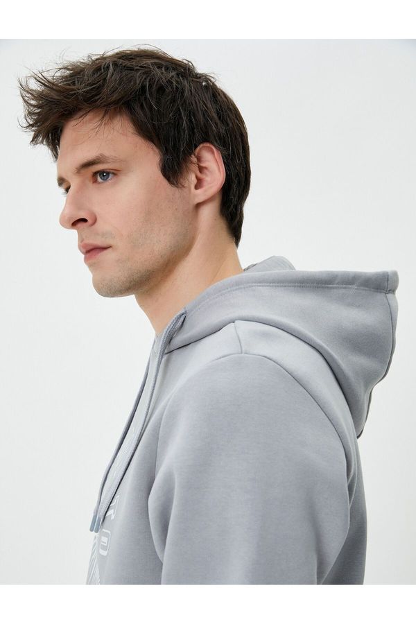 Koton Koton Slogan Printed Hoodie Kangaroo Pocket Detailed Hooded