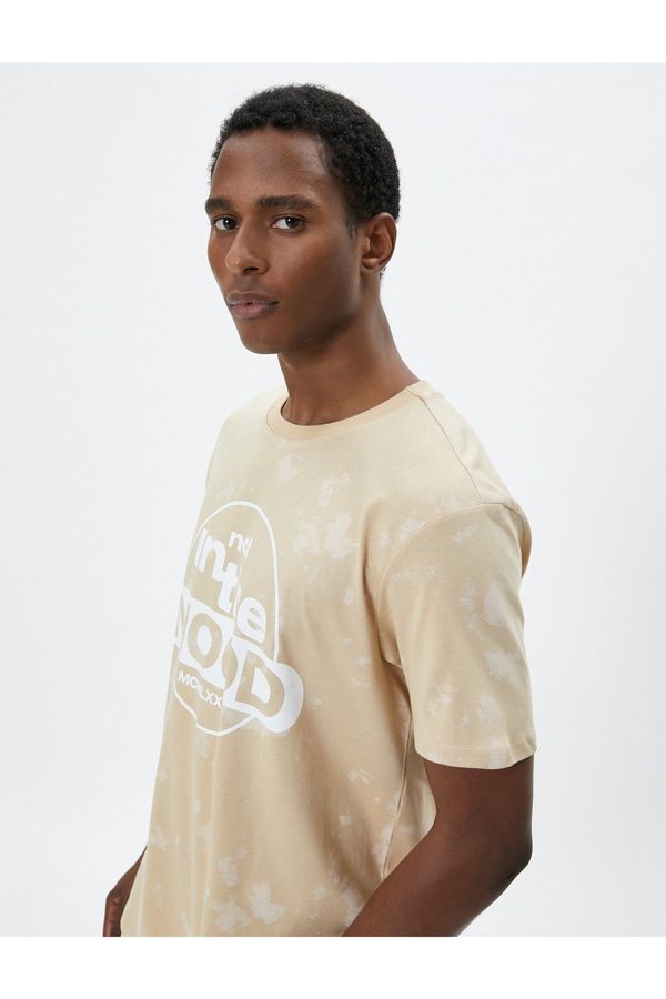 Koton Koton Slogan Printed T-Shirt Crew Neck Short Sleeve Abstract Detail