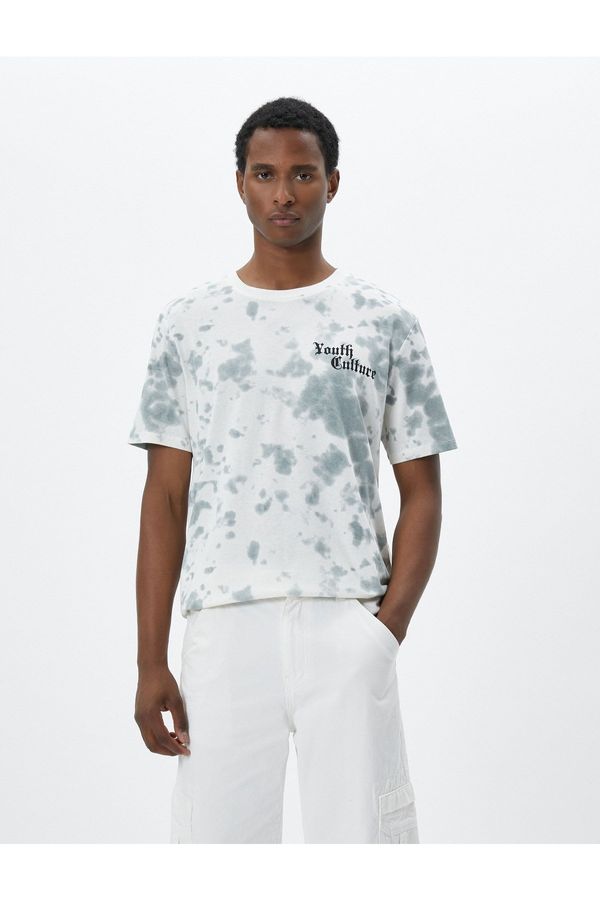 Koton Koton Slogan Printed T-Shirt with Abstract Detailed Crew Neck Short Sleeves.