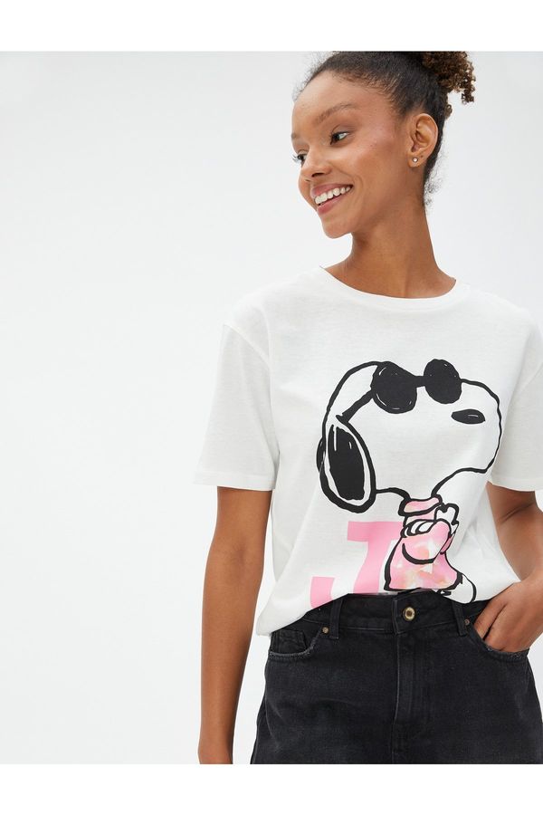 Koton Koton Snoopy T-Shirt Licensed Crew Neck Short Sleeve Cotton