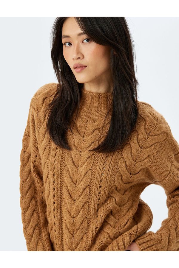 Koton Koton Soft Texture Long Sleeve Lightweight Stand Collar Hair Knit Sweater