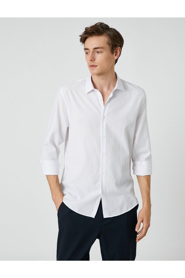 Koton Koton Sport Shirt Slim Fit Classic Collar Long Sleeve Non Iron