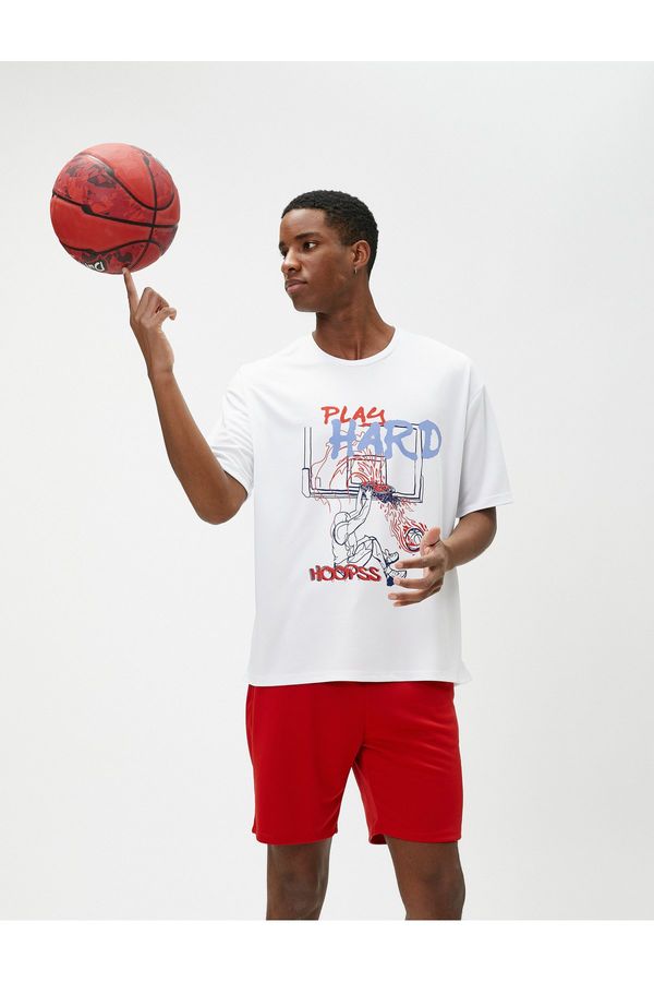 Koton Koton Sports Oversize T-Shirt Basketball Printed Crew Neck Short Sleeve