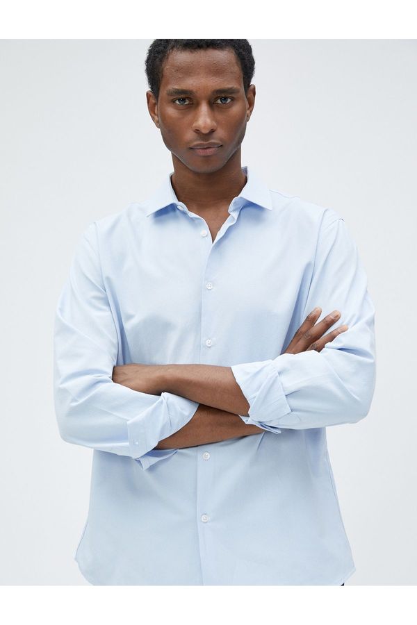 Koton Koton Sports Shirt Slim Fit Classic Collar Long Sleeve Non Iron