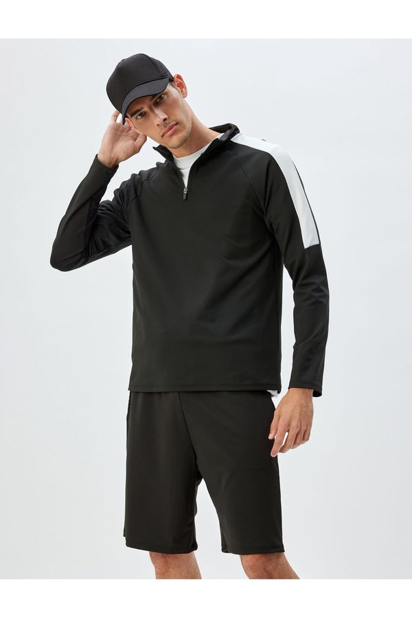 Koton Koton Sports Sweatshirt Stand Collar Half Zipper Color Contrast Interlock Fabric