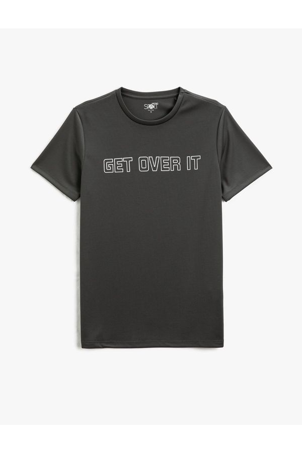 Koton Koton Sports T-Shirt Motto Printed Crew Neck Short Sleeve Breathable Fabric