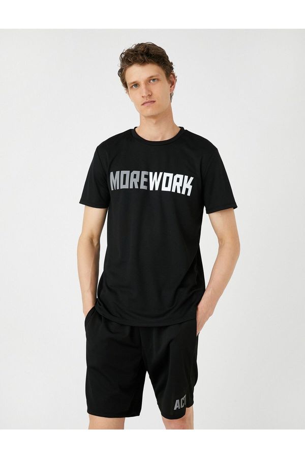 Koton Koton Sports T-Shirt Motto Printed Crew Neck Short Sleeve