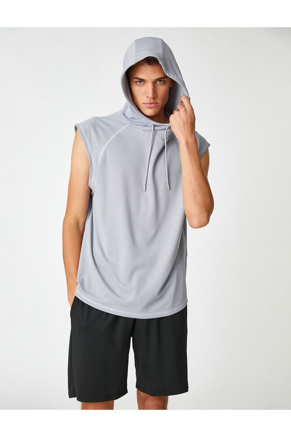 Koton Koton Sports T-Shirt with Hooded Sleeveless Stitching Detailed.